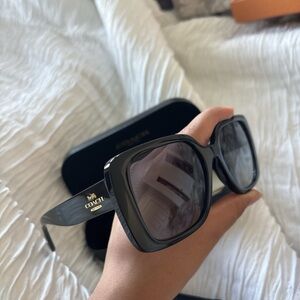 Coach Black Square-Frame Sunglasses with Gold Logo